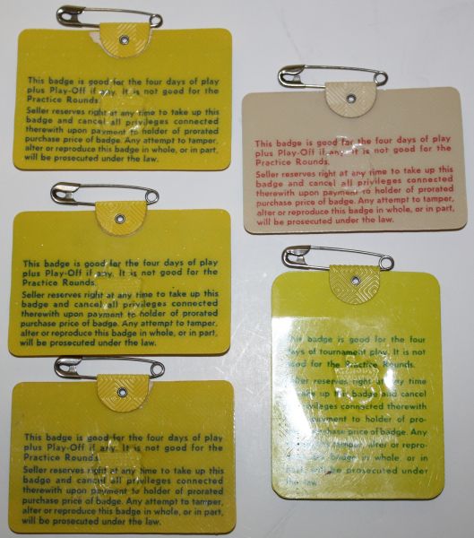 Lot of 5 Masters Badges: 1973(3x), 1974, and 1980 