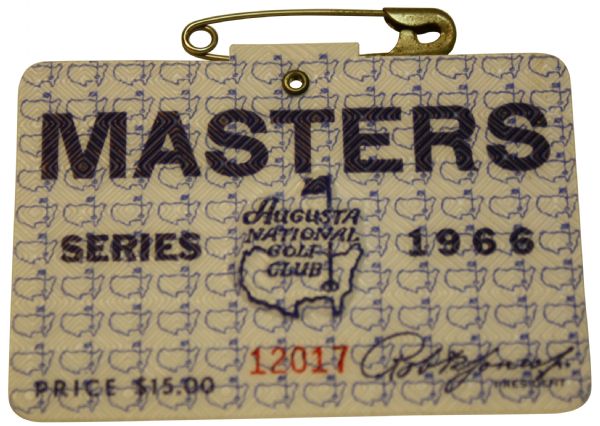 1966 Masters Badge-Jack Nicklaus' 3rd Masters Win