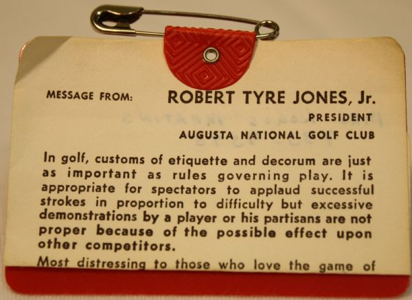 1972 Masters Badge-4th Masters Win