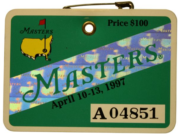 1997 Masters Badge-Tiger Woods Historical First Masters Win