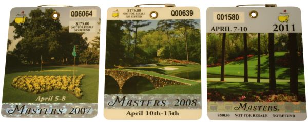 Lot of 3 Masters Badges: 2007, 2008, and 2011