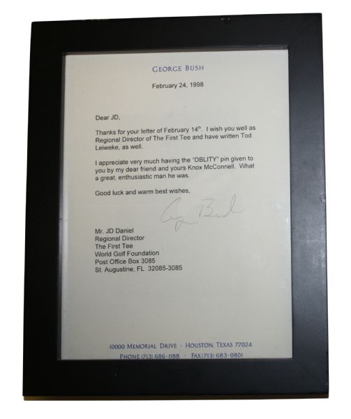 World Golf Hall of Famer George Bush 1998 Typed, Signed Letter-41st President