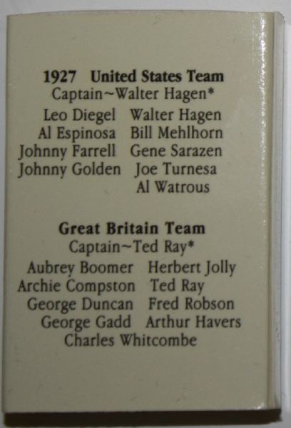 Ryder Cup Commemorative Matchbooks Series - 1927-1997