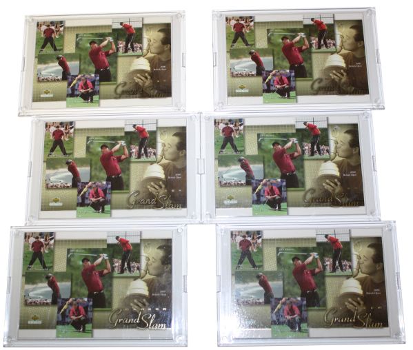 Lot of Six: Tiger Woods Grand Slam 3 1/2 x 5 Cards