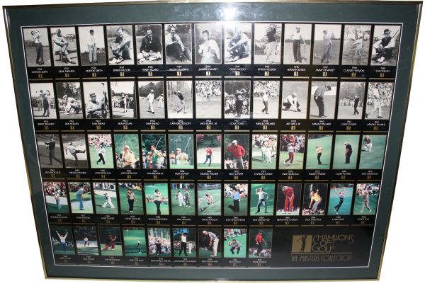 Framed Uncut Sheet Grand Slam Ventures Cards - Champions  of Golf-1934-1997 Tiger Woods