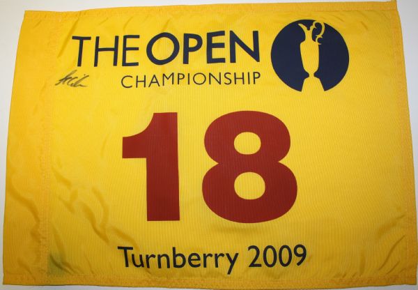 2009 British Open Championship Flag -Champion Stewart Cink Autographed