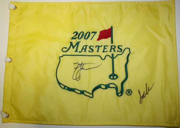 2007 Masters Embroidered Pin Flag Signed by Zach Johnson and Stewart Cink