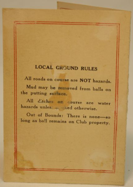 1936 Augusta National Golf Club Scorecard