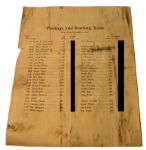 1941 Masters Tournament Sunday Pairing Sheet *Caddy No. Only blacked out on Image NOT on Original