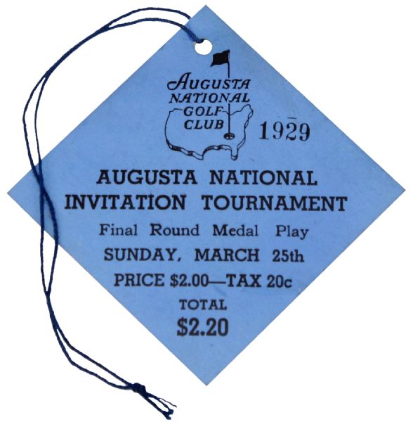 1934 Augusta National Invitational Tournament Ticket - The Best Known Example That Exists!