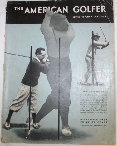 Bobby Jones On the Cover of 'The American Golfer' - by Grantland Rice - November 1934