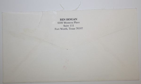 Ben Hogan Signed Letter to Tom Robinson with Envelope - 6/17/1993