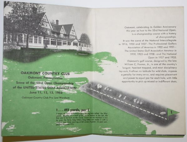 16 Page Foldout Pamphlet 1953 USGA Open-Hole by Hole Pictorial of Oakmont-Hogan Wins!