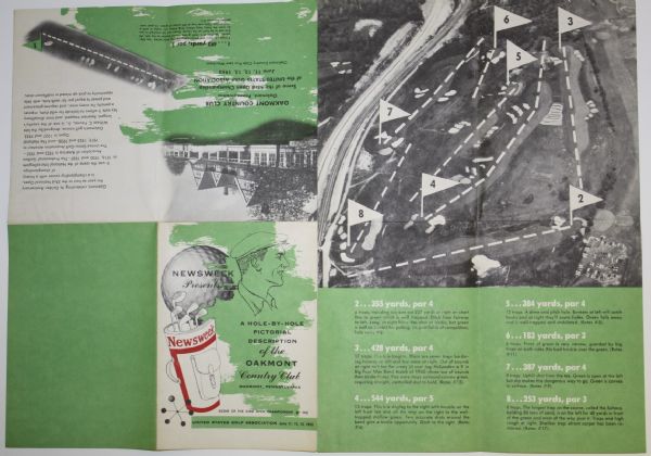 16 Page Foldout Pamphlet 1953 USGA Open-Hole by Hole Pictorial of Oakmont-Hogan Wins!