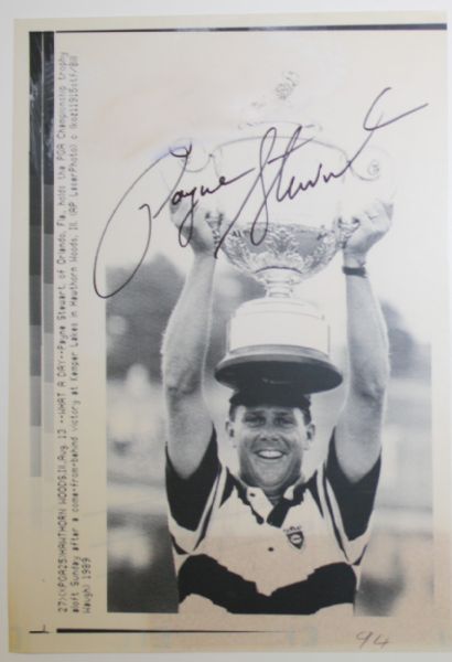 Payne Stewart Signed Copy of Wire Photo - 1989 PGA Championship at Kemper