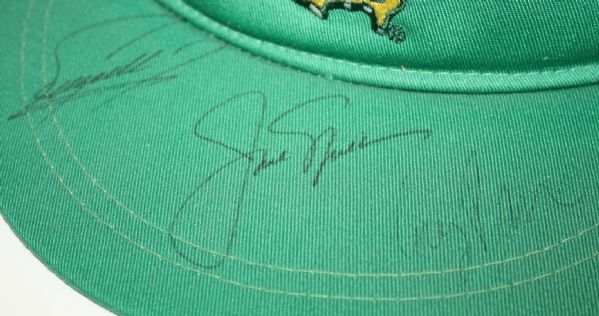 Jack Nicklaus, Fuzzy Zoeller, and Corey Pavin Autographed Green Masters Visor