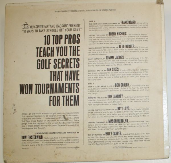 Ten Ways To Lower Score Record Signed by 9 Including Billy Casper, Ray Floyd, and Bob Goalby 