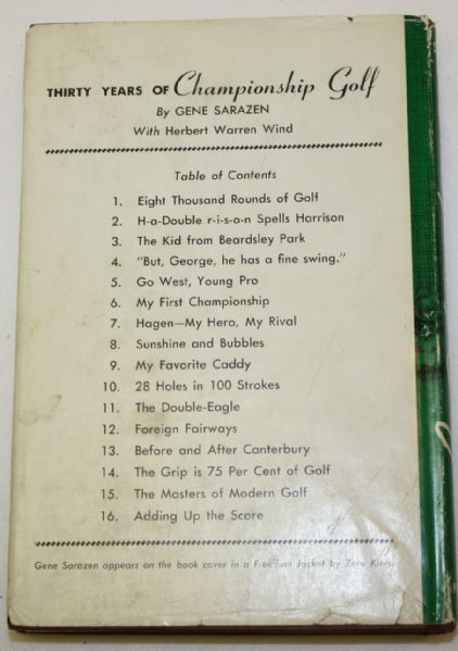 Gene Sarazen Autographed book 'Thirty Years of Championship Golf' by Gene Sarazen with Herbert Warren Wind