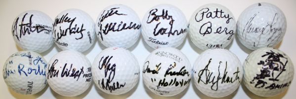 Lot of Twelve: Autographed Golf Balls - Patty Berg, Lou West, ChiChi Rodriguez, etc