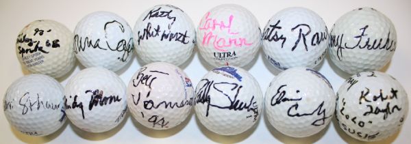 Lot of Twelve: Autographed Golf Balls - Carol Mann, Kathy Whitworth, etc