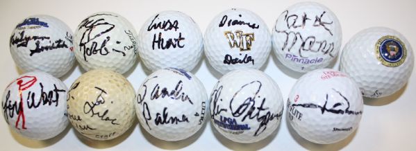 Lot of Twelve: Autographed Golf Balls - Marilynn smith, Linda Hunt, Sandra Palmer, etc