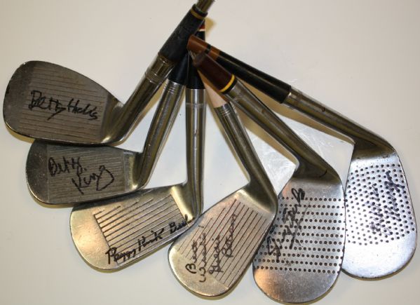 Lot of Six: Autographed Golf Club Heads Including King and Bell