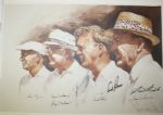 14"L X 20 1/2"W Golf Print Signed by Arnold Palmer, Sam Snead, and Byron Nelson