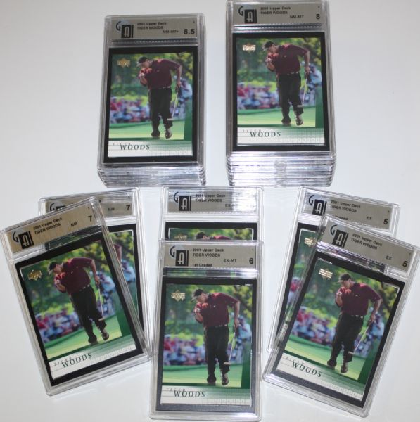 Lot of 21 2001 Upper Deck Tiger Woods GAI Rated Golf Cards - Group 18