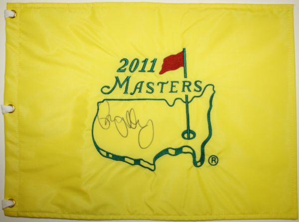 Rory McIlroy Signed 2011 Masters Pin Flag - Great Full Signature in Center Logo