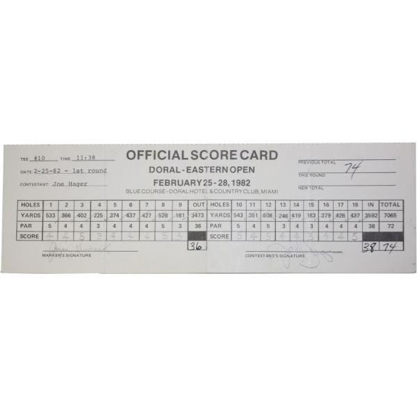 Payne Stewart 1982 Doral Match Used PGA Scorecard - Rookie Year