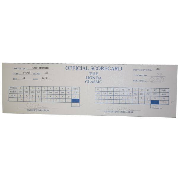 Jack Nicklaus Final Round 1984 Honda Classic Match Used PGA Scorecard - Marker