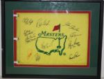 Undated Masters Flag Signed by 10 including Palmer, Player, Nicklaus, and more - Framed
