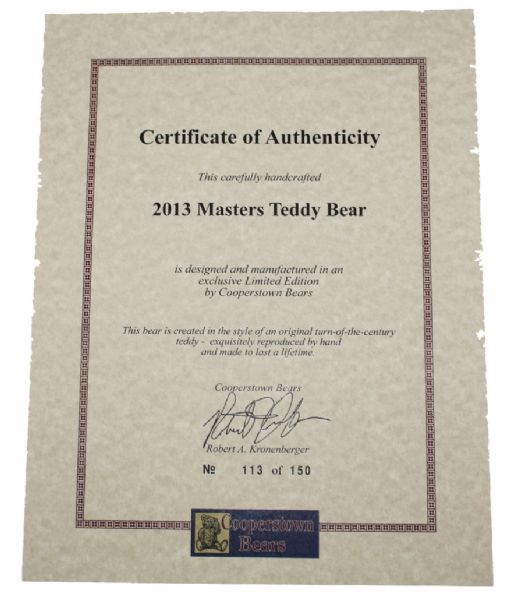 2013 Masters Limited Cooperstown Bear #113/150