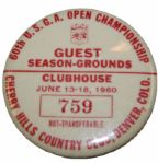 1960 US Open Clubhouse Badge w/Provenance from Lloyd Mangrum Estate