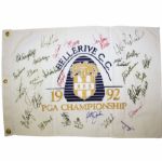 1992 PGA Championship Embroidered Flag - Signed by 31 Including Champ Nick Price
