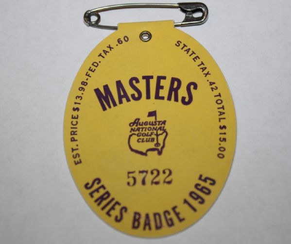 1965 Masters Badge - Jack Nicklaus Victory