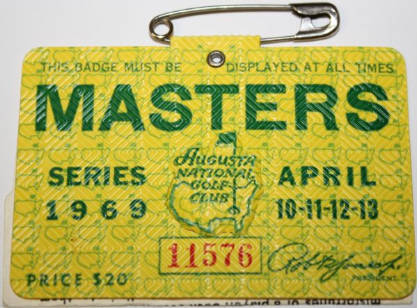 Lot of 3 Masters Badges: 1967, 1968, and 1969