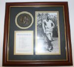 Framed Byron Nelson - Autographed Unforgettable Year with Medal - 1945