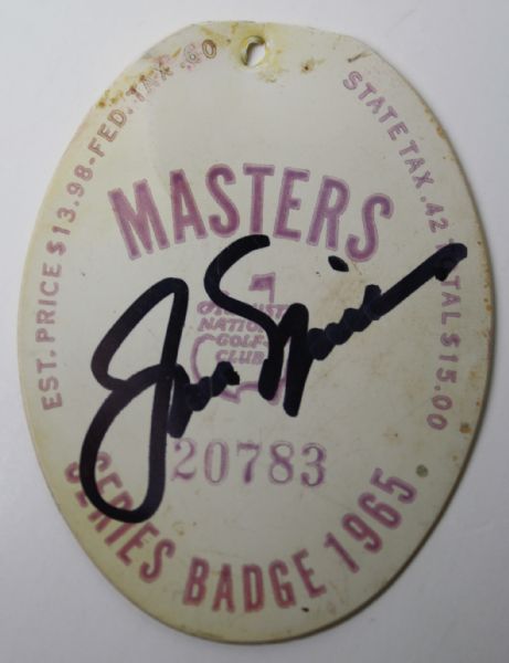 1965 Masters Badge Signed by Jack Nicklaus JSA COA