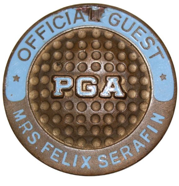 PGA Button 1930-40's Vintage Official Guest - Mrs Felix Serafin