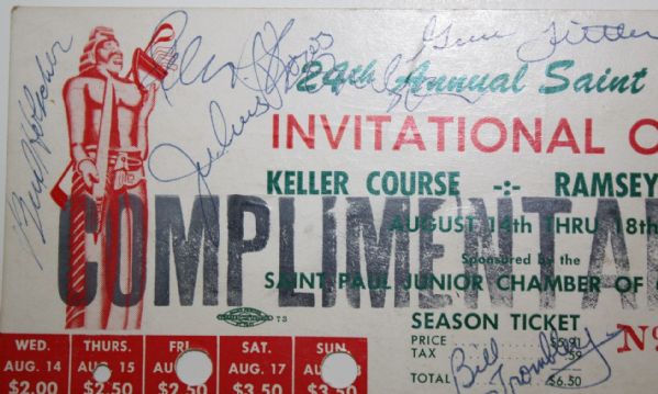 Multi-Signed 24th Annual St. Paul Invitational Open Ticket - Arnold Palmer, Art Wall, Julius Boros, etc.