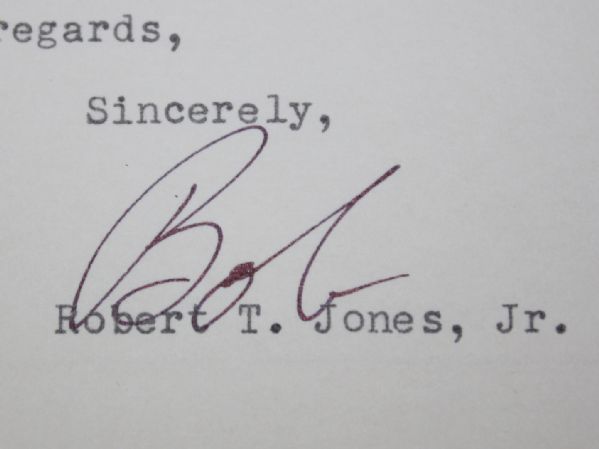 Bobby Jones Autographed Letter JSA COA
