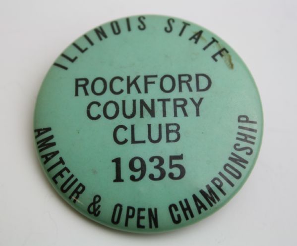 1935 Illinois State Amateur and Open Championship Pin - Rockford Country Club