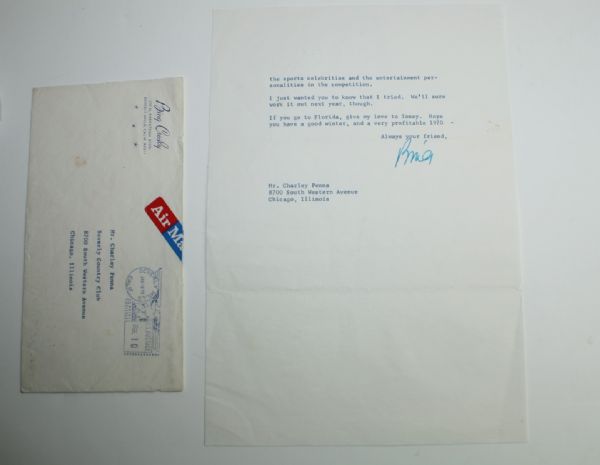 1969 2pg Letter from Bing Crosby to Charley Penna 