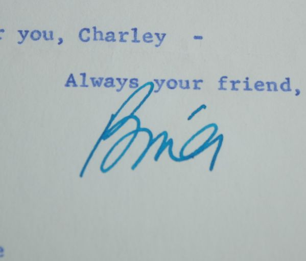 1972 Letter from Bing Crosby to Charley Penna - with Envelope