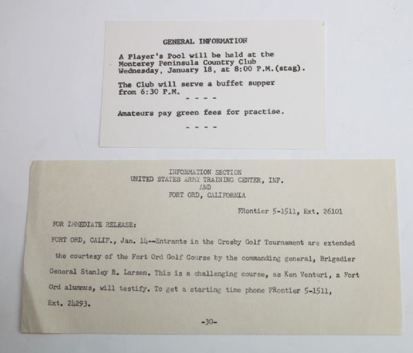 1961 Bing Crosby National Program w/3  Course Scorecards