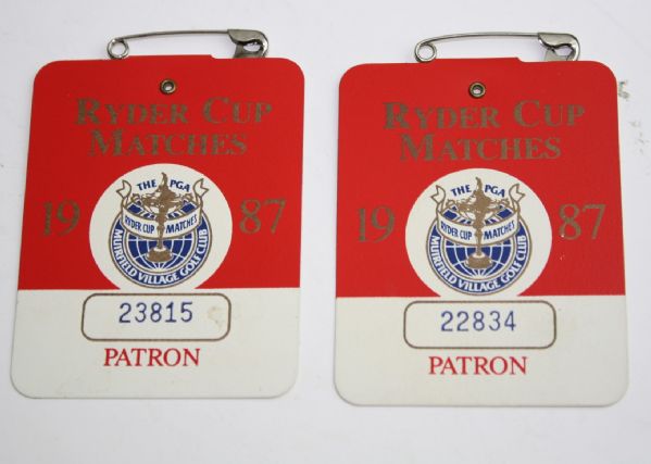 1987 Ryder Cup Package - 2 Badges and Pairing Sheet, etc.-Muirfield Village-Jack Nicklaus Captain
