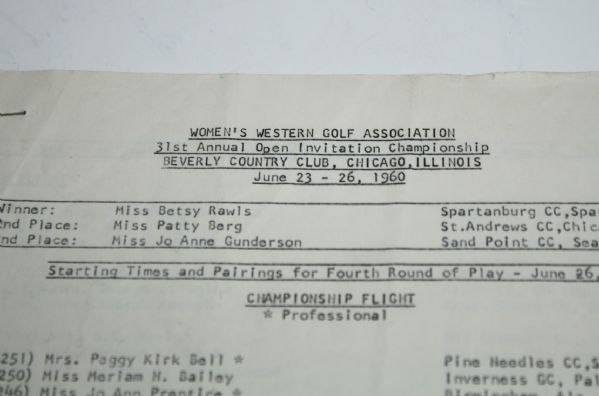 Four 1960 Women's Western Open Programs,Pairing Sheet, and Event Summary-LPGA Major