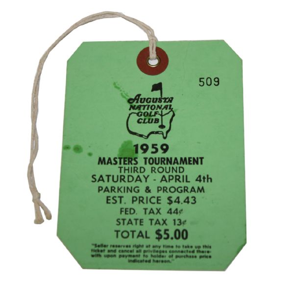 1959 Masters Third Round Ticket - #509
