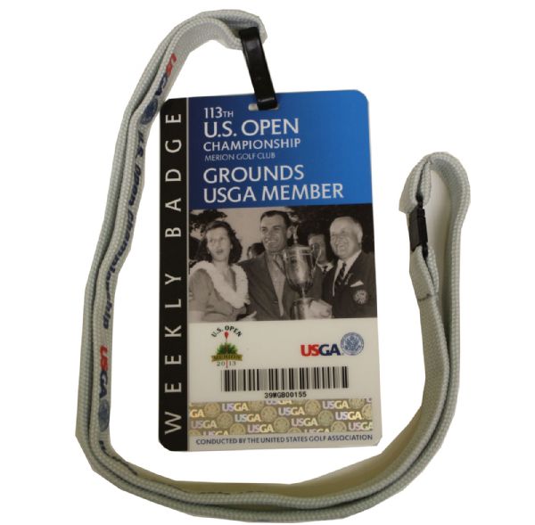 2013 US Open Weekly Grounds Badge - Depicts Hogan Trophy Shot 1950 Open